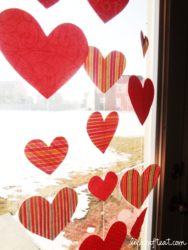 hanging hearts window decoration