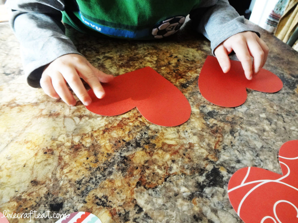 matching paper hearts for kids on valentine's day