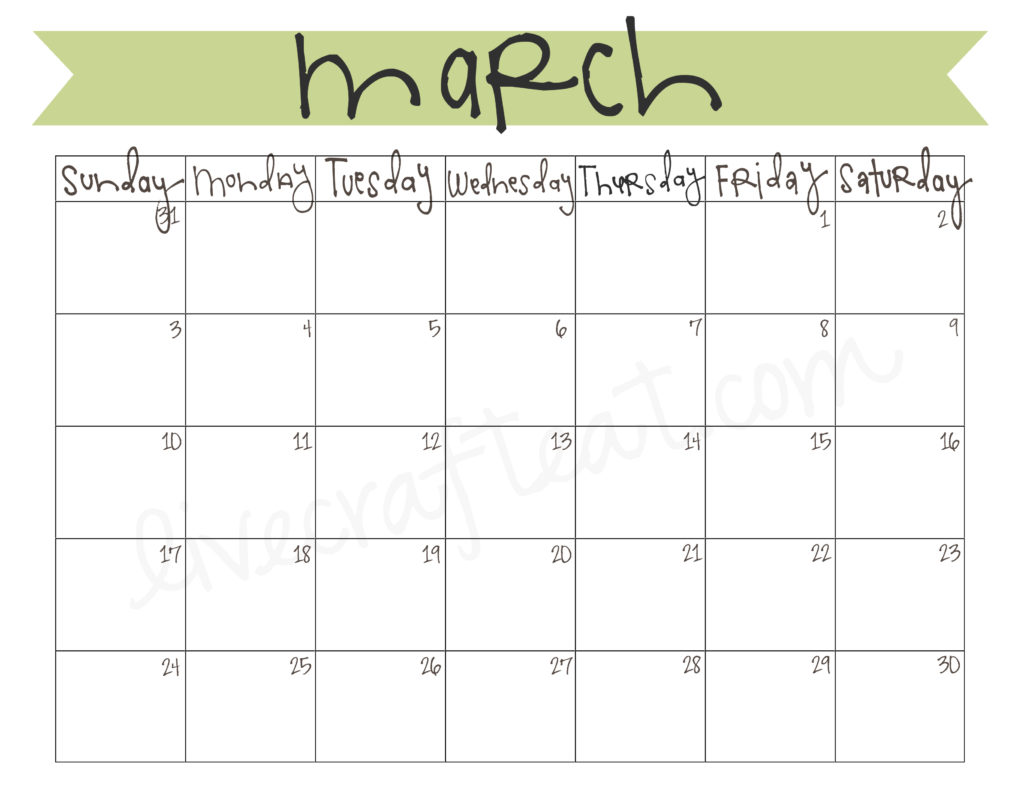 March 2013 Calendar - Free Printable | Live Craft Eat