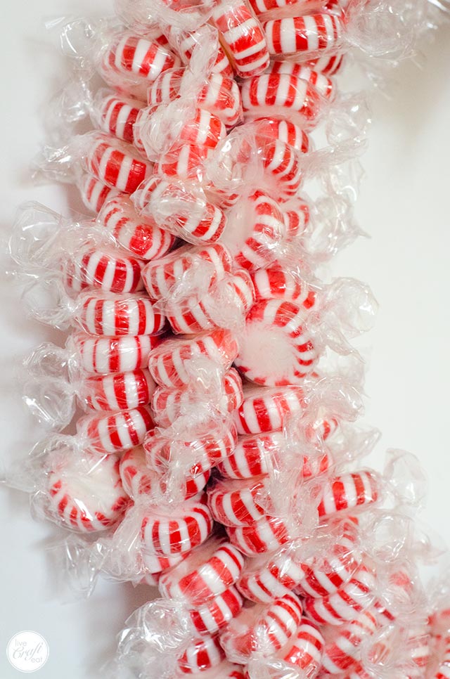 close up of candy wreath