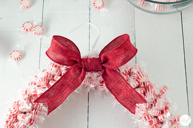 big bow on a candy wreath