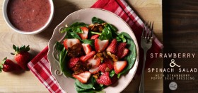 easy strawberry and spinach salad with strawberry poppy seed dressing