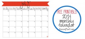 free monthly calendar :: july 2014