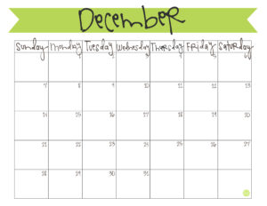 December 2014 Calendar Free Printable - December 2014 300x232
