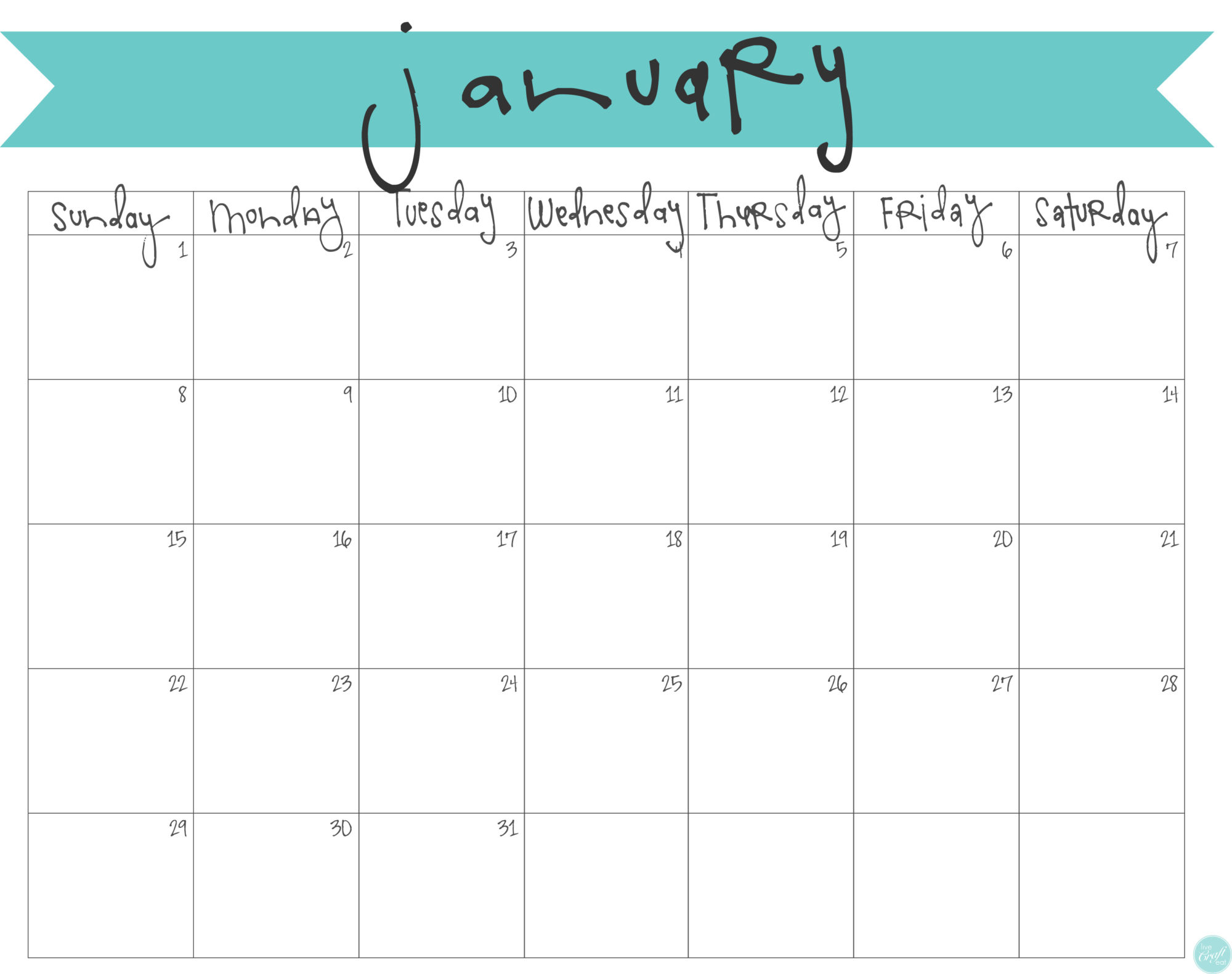 January 2017 Calendar