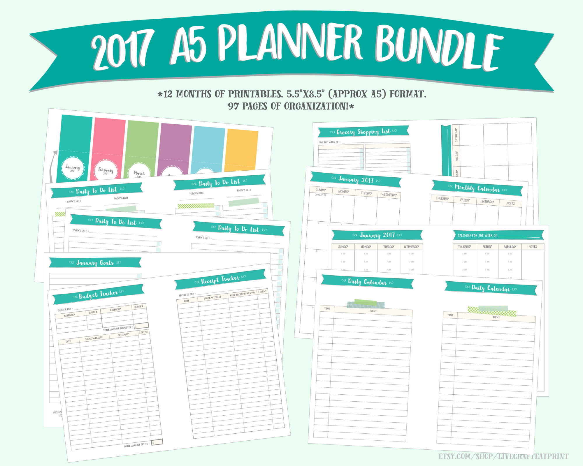 Free Printable A5 2017 Monthly Calendars Live Craft Eat