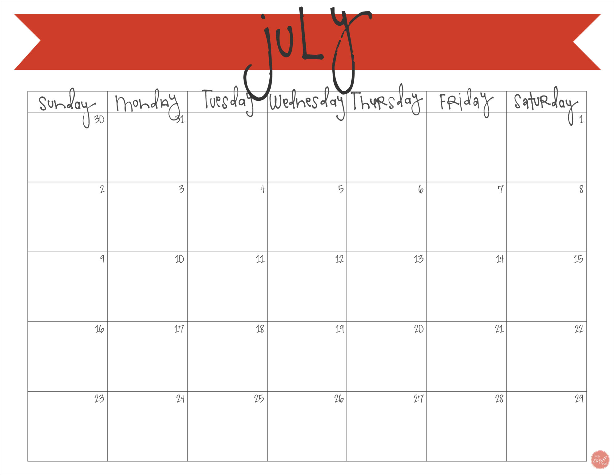 july 2017 calendar free printable live craft eat