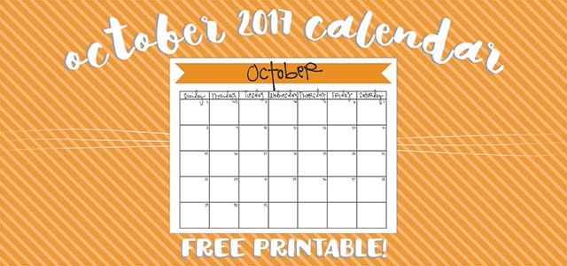 October 2017 Calendar - Free Printable | Live Craft Eat