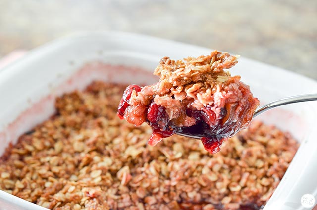 a scoop of cranberry apple crisp