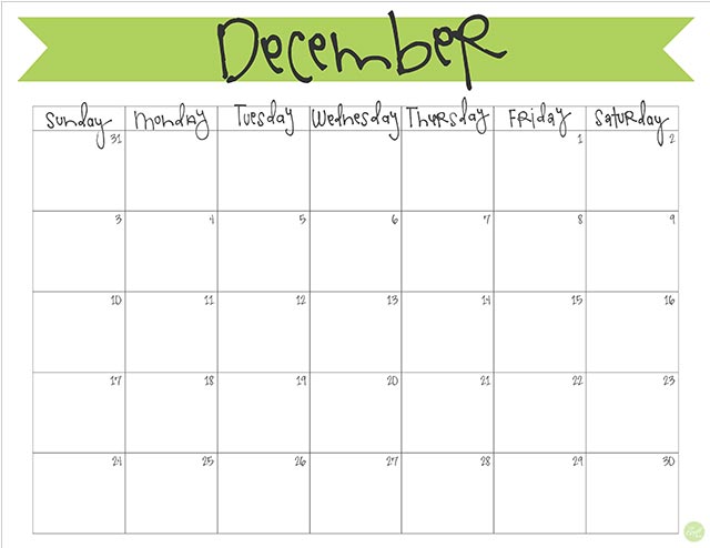 december 2017 :: free printable monthly calendar to help plan and organize this busy time of year!