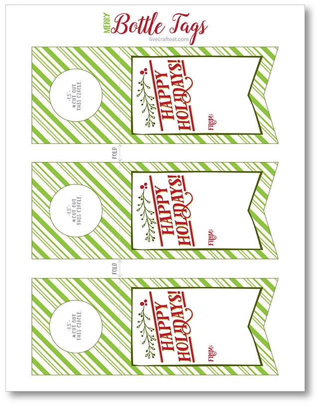 happy holidays free printable bottle tags