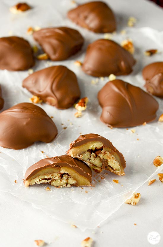 homemade turtles made with homemade caramel