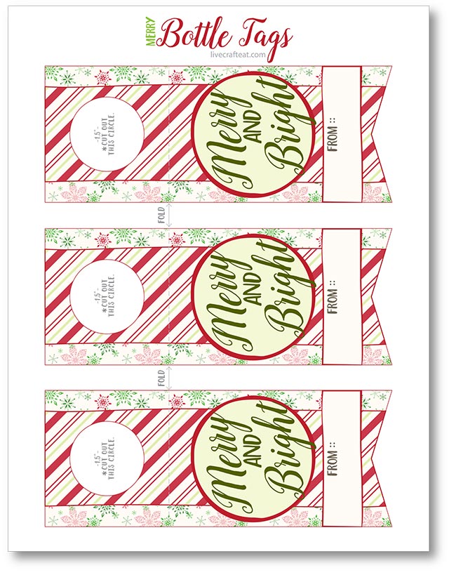 merry and bright bottle tags printable