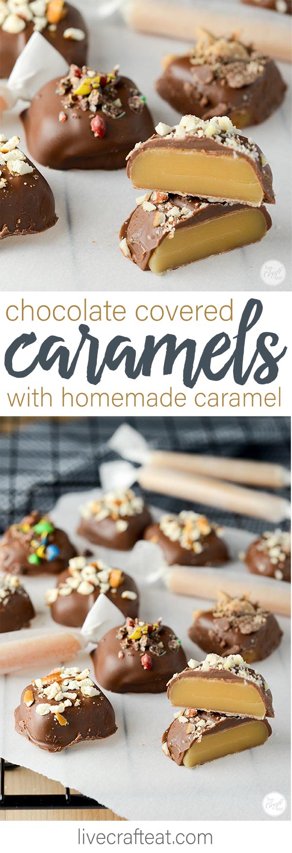 easy chocolate covered caramels made with a simple homemade soft caramel