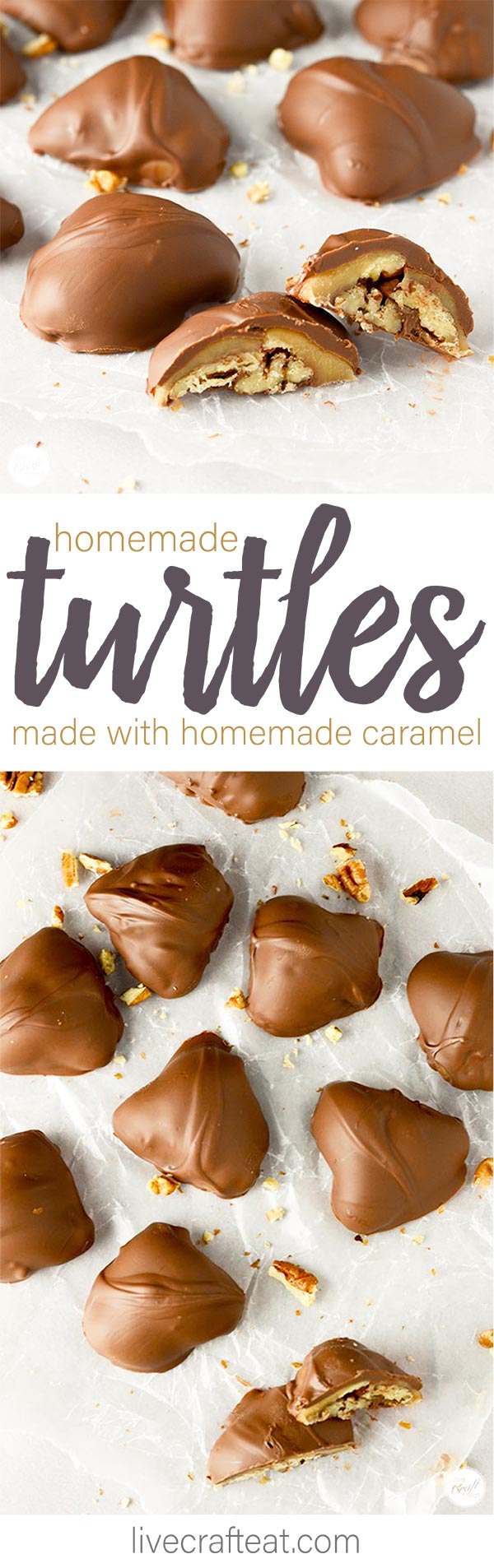 homemade turtles made with east homemade soft caramel