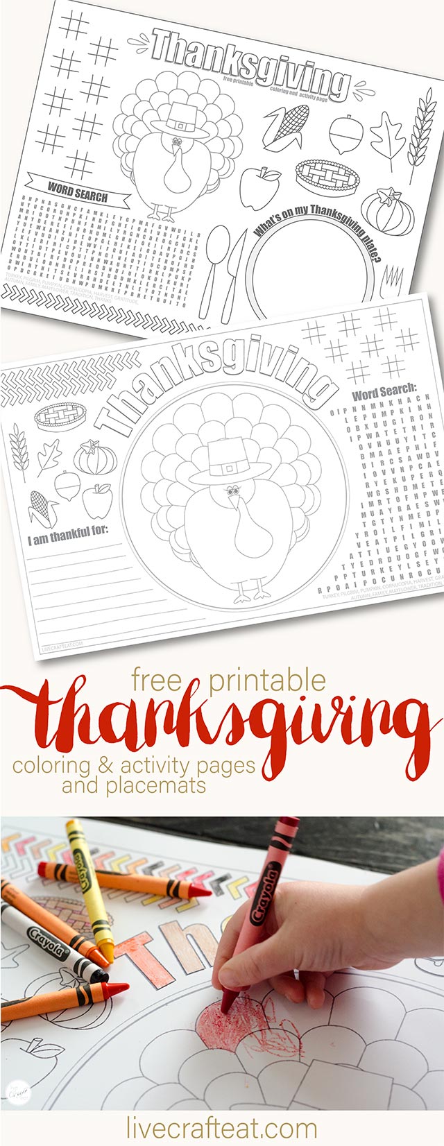 free printable thanksgiving coloring and activity pages/placemats