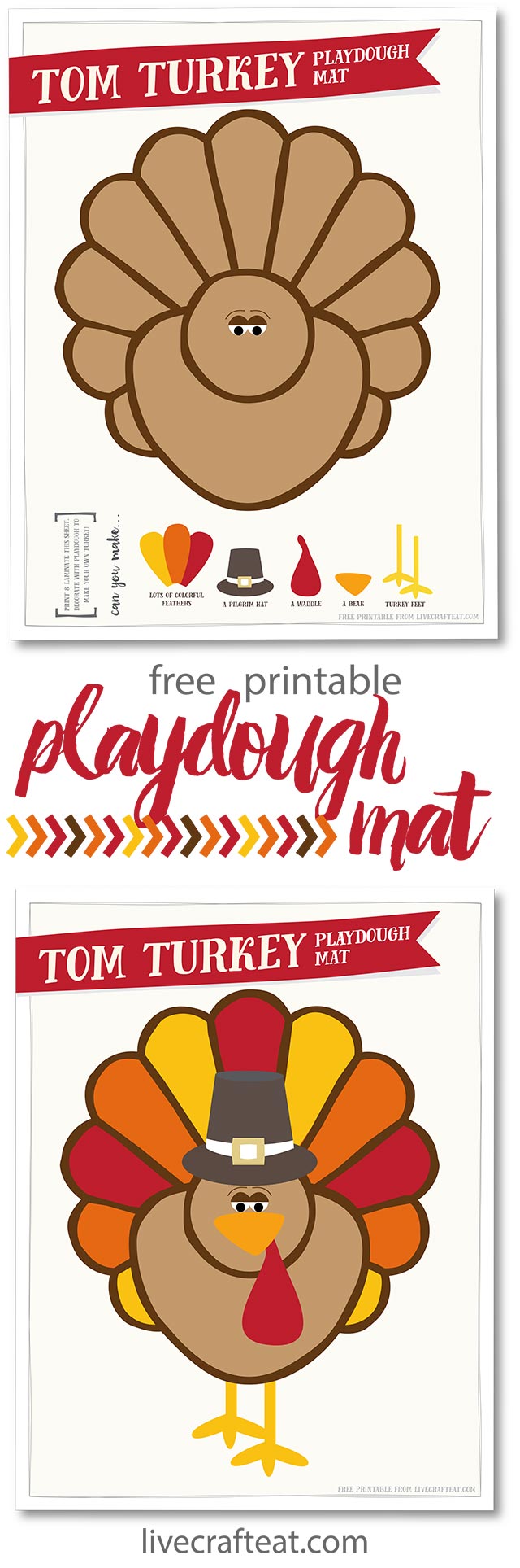 free printable thanksgiving turkey playdough mat