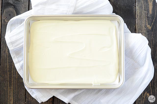 melted white chocolate layer