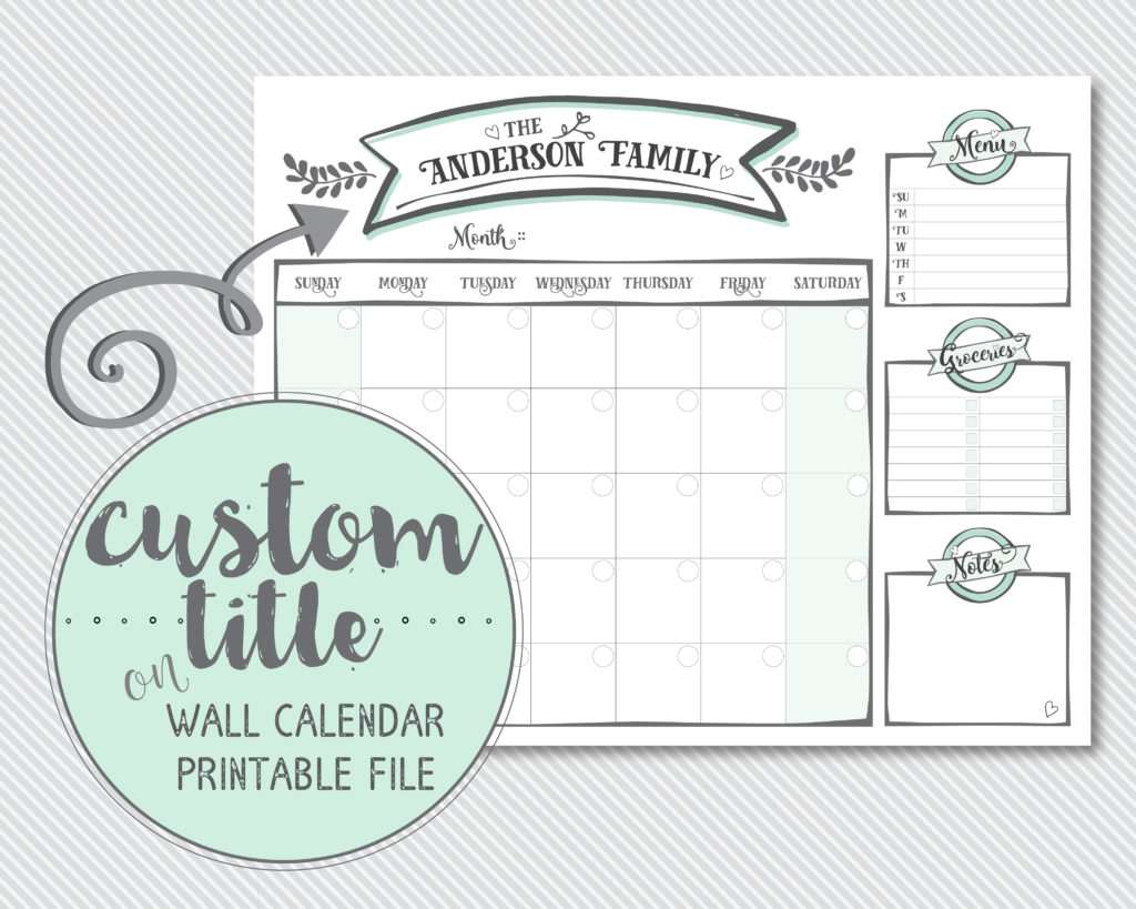 custom 20"x16" wall calendar