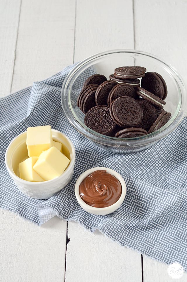 chocolate oreo cookies, nutella, butter