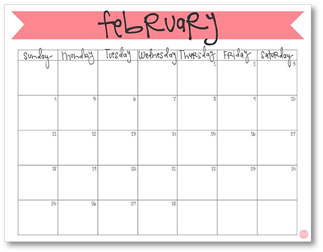 february 2018 free printable 8.5"x11" calendar