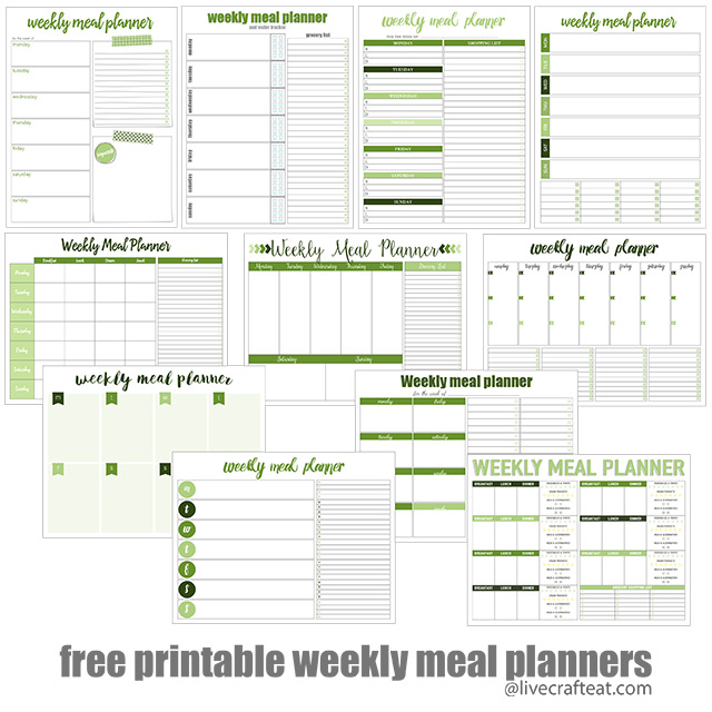 free printable weekly meal planners!