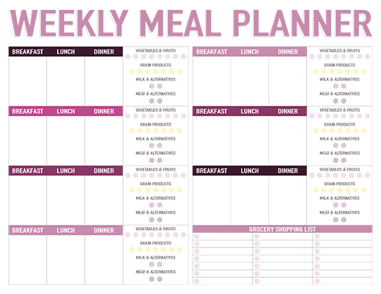 Printable Pink Meal Planning Pages, Weekly Menu Planner, Grocery List, Meal  Prep, Recipe Cards, 4 Week Dinner Plan, Calendar, Letter 