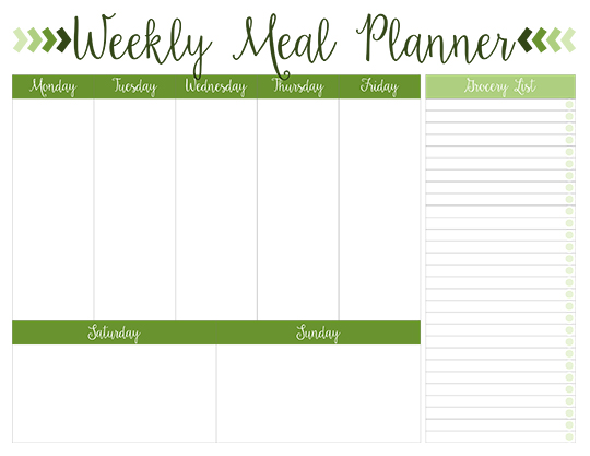 Meal Planning Chart For The Week