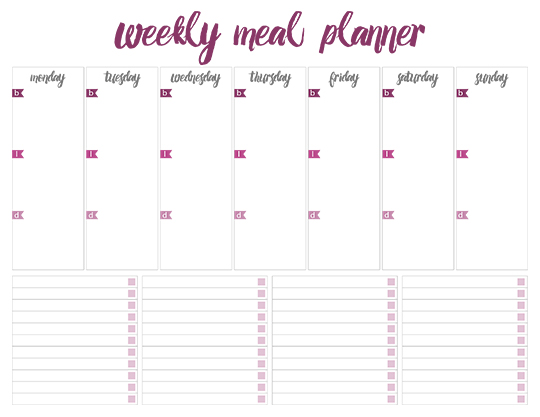breakfast lunch and dinner meal planner