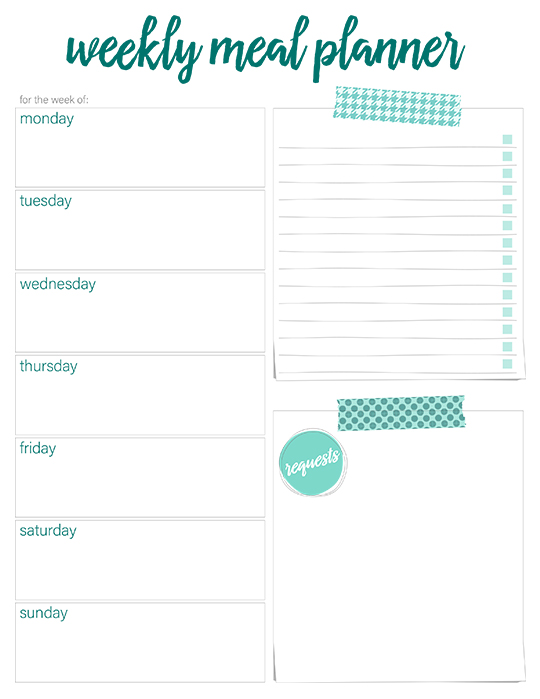 Weekly Meal Planner Chart Template