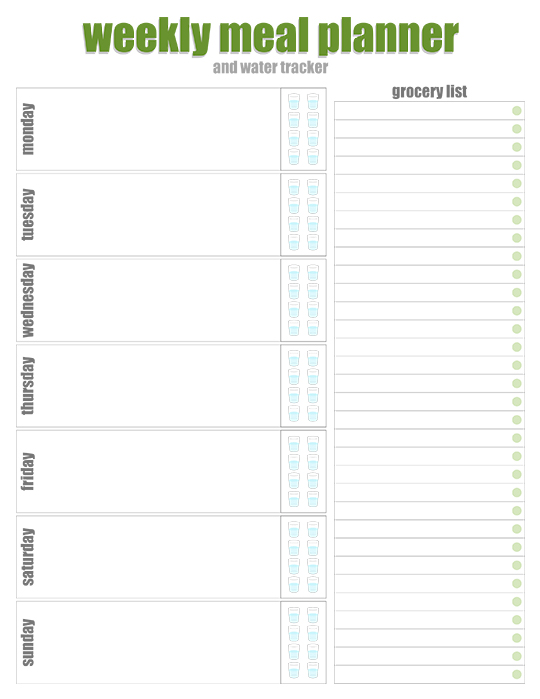 Weekly Food Menu Chart