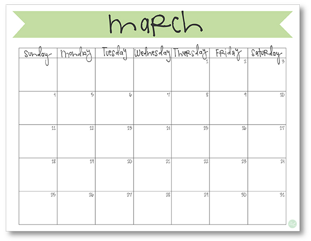 march 2018 calendar :: free printable!