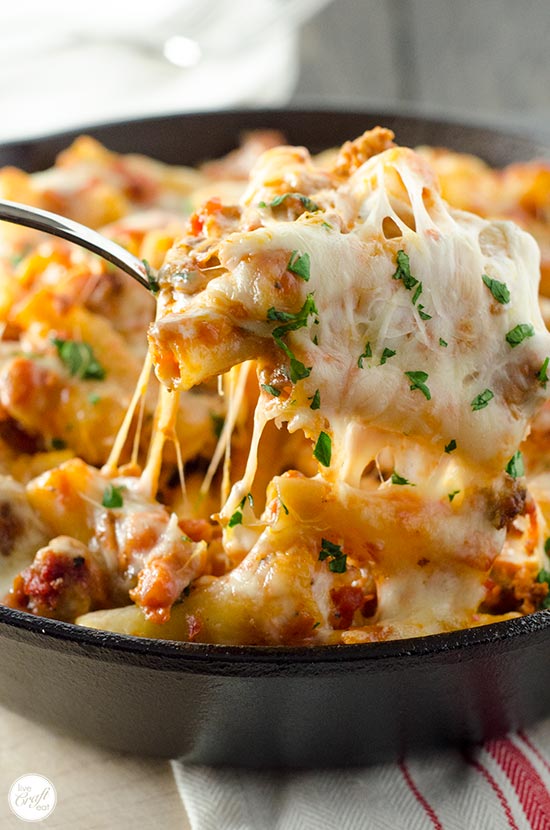 five-cheese baked ziti with italian sausage