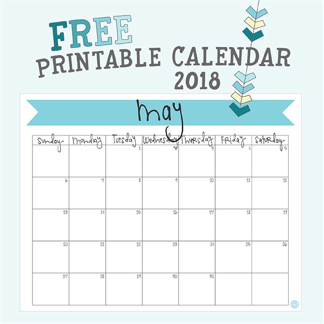 free printable calendar :: may 2018