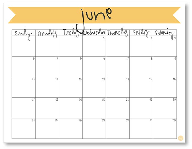 june 2018 free monthly calendar printable