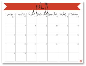 July 2018 Calendar - Free Printable | Live Craft Eat