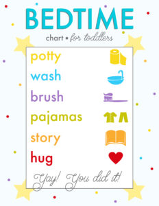 printable bedtime chart with pictures for toddlers