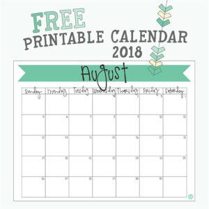 August 2018 Calendar - Free Printable | Live Craft Eat