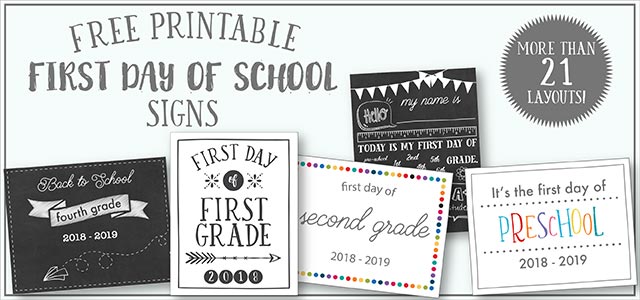 1st Working day Of Faculty Printables - Totally free - 21 Models of Pre-K picture regarding First Day of School Sign Printable named Very first Working day Of University Printables - Absolutely free - 21 Types of Pre-K