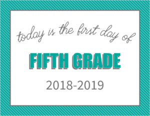 printable first day signs striped border fifth grade