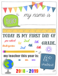 first day of school sign customizable template