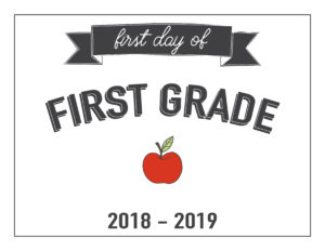 first grade first day of school printable with apple