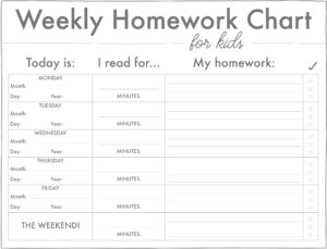 Blank Homework Chart