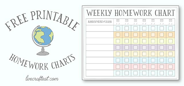 free printable homework charts for kids