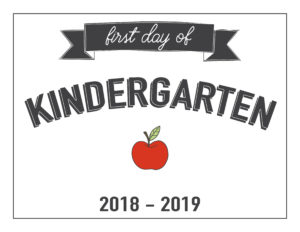 kindergarten first day of school printable with apple