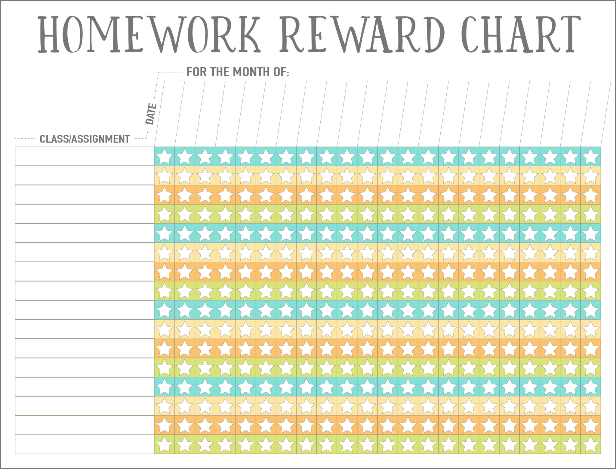 homework reward chart