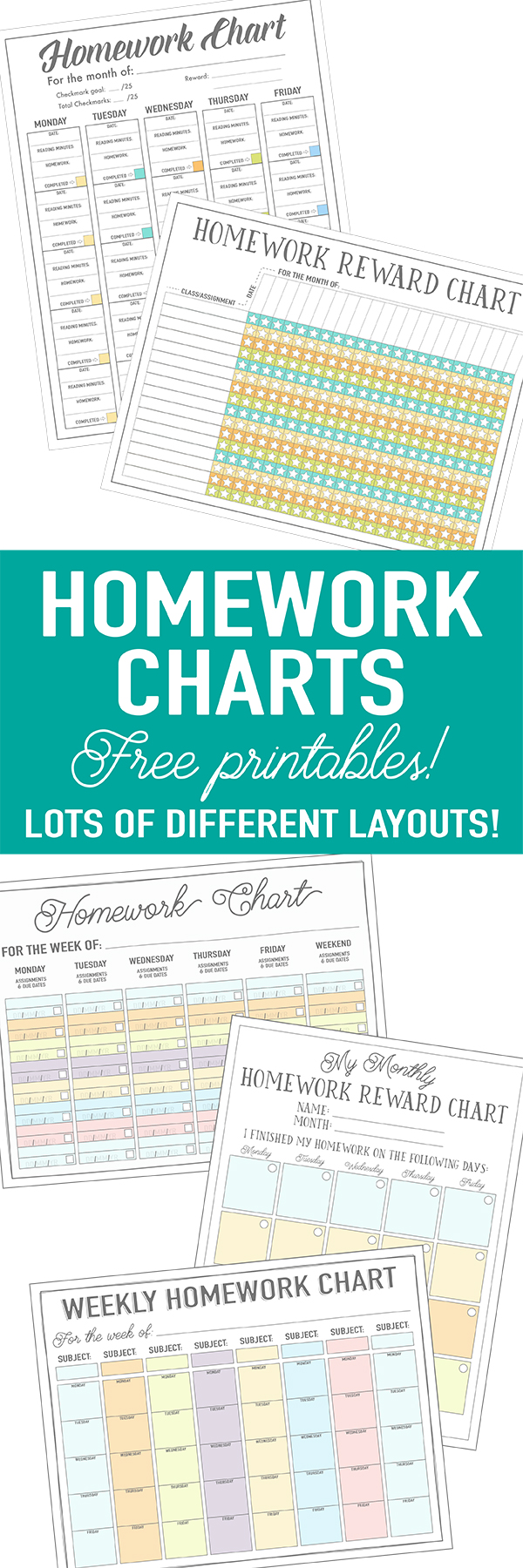 free printable homework charts for kids