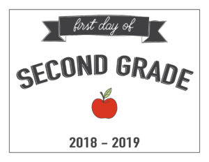 second grade first day of school printable with apple