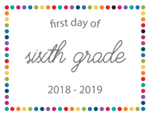 free printable school signs rainbow dots sixth grade