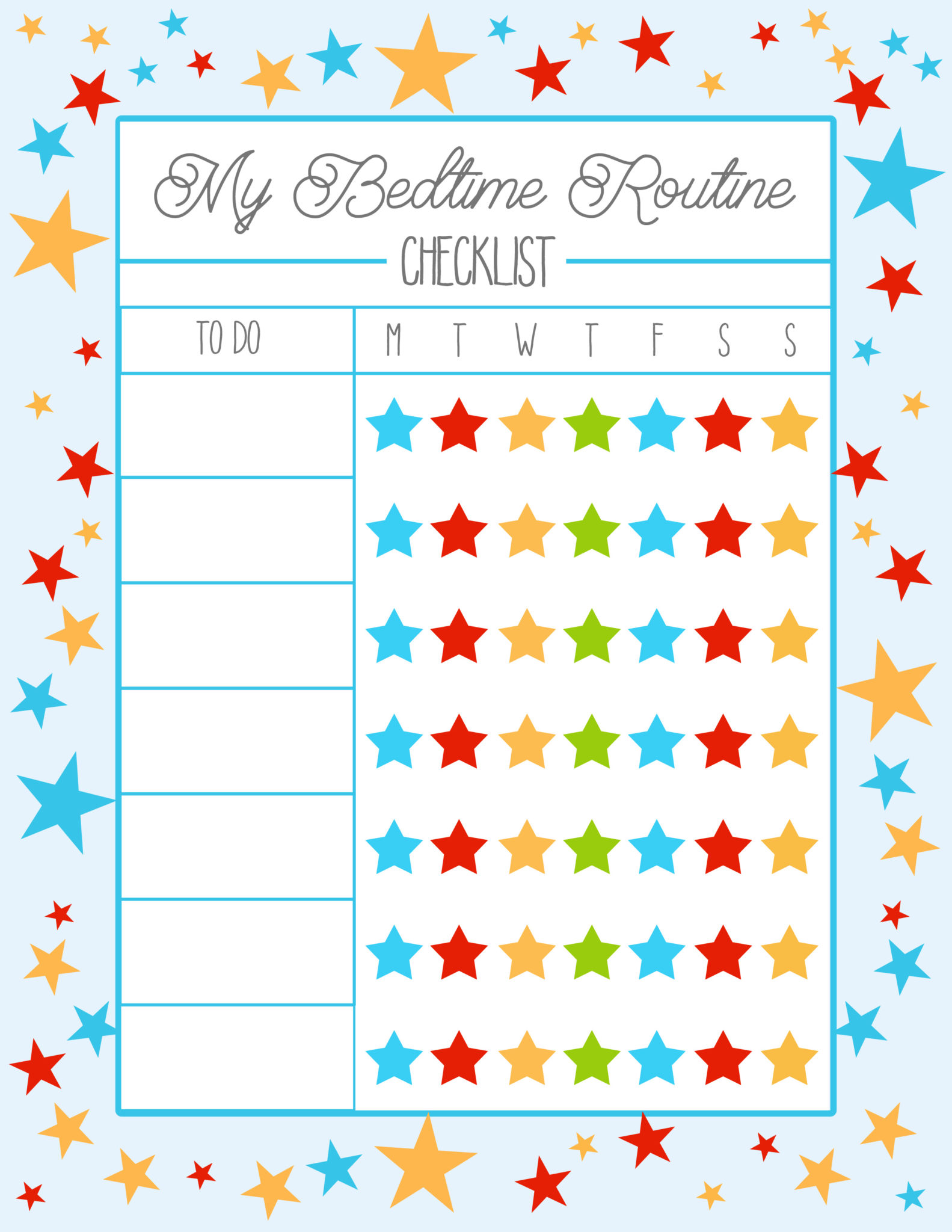 Free Printable Bedtime Routine Chart